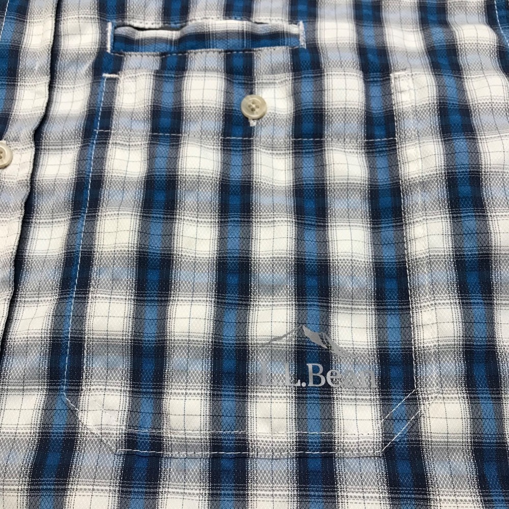 L.L. Bean Shirt Mens Size L Blue Button Up Plaid Vented Fishing Hiking‎ Roll Tab - Picture 5 of 12